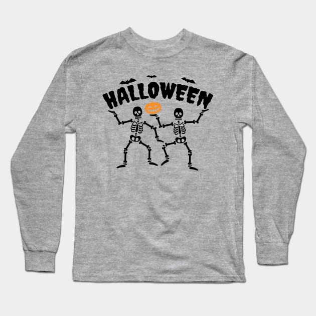 HALLOWEEN - Scary & Funny Skeletons, Pumpkin, Bats - Gift Long Sleeve T-Shirt by Art Like Wow Designs